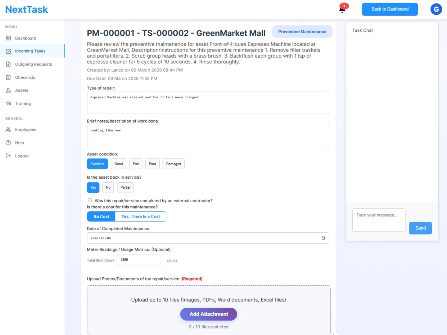 Maintenance Tracking
